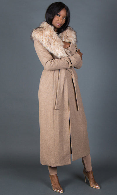 So Fancy Belted Coat - Oatmeal