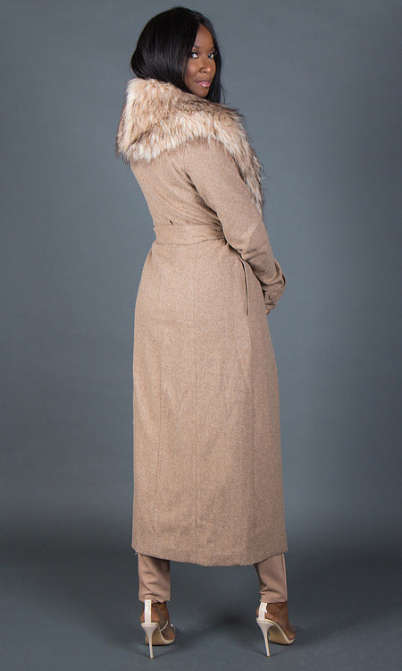So Fancy Belted Coat - Oatmeal