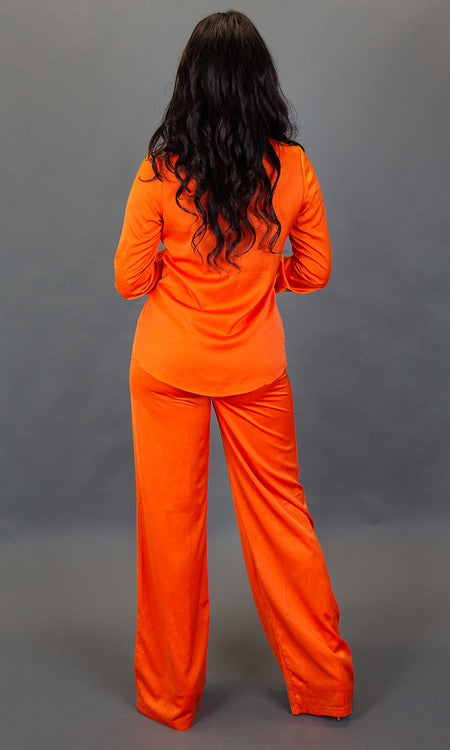 Stella Satin Pants - Orange