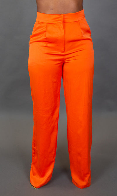 Stella Satin Pants - Orange