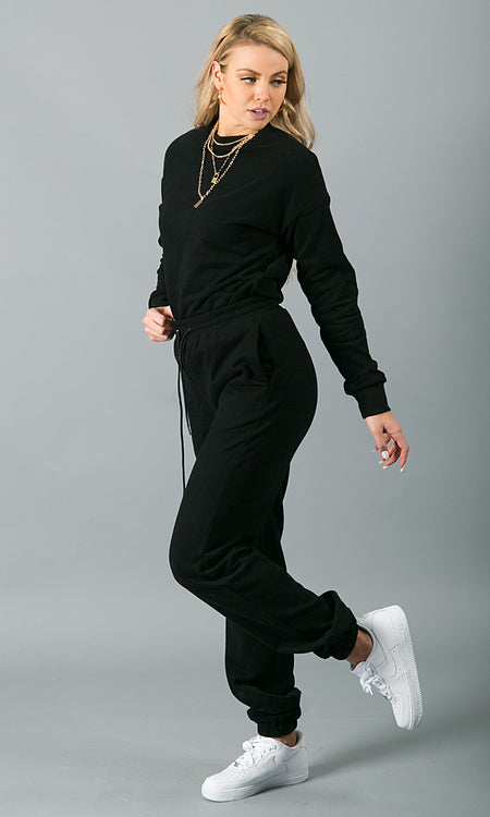 Sweatin' Me Crew Neck Sweatshirt - Black