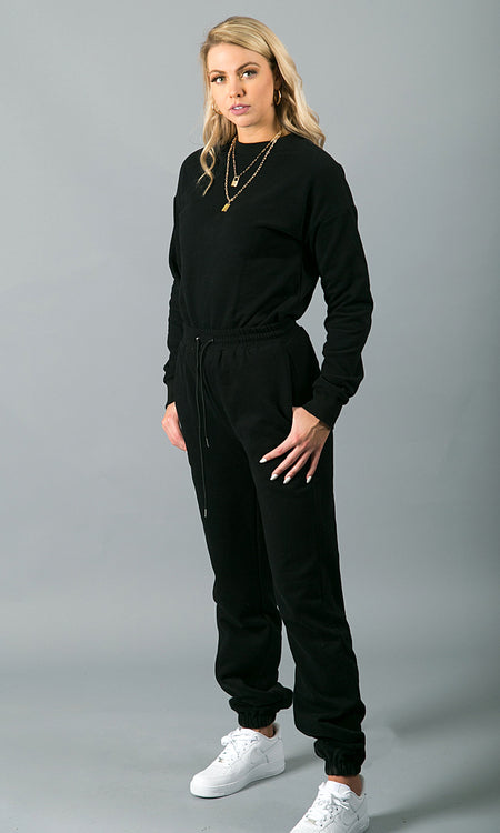 Sweatin' Me Crew Neck Sweatshirt - Black