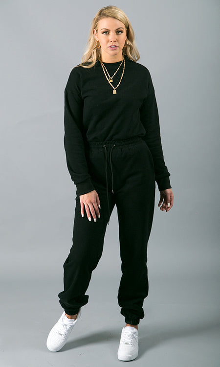 Sweatin' Me Crew Neck Sweatshirt - Black