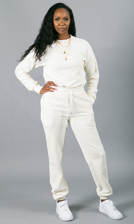 Sweatin' Me Sweatpants - Cream