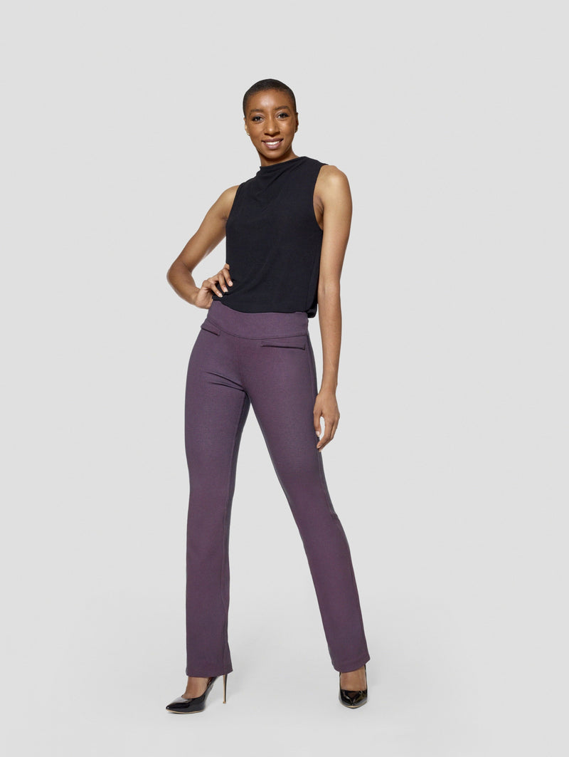 Tall Michelle Houndstooth /Burgundy Reversible Bootcut Pant (FINAL SALE)