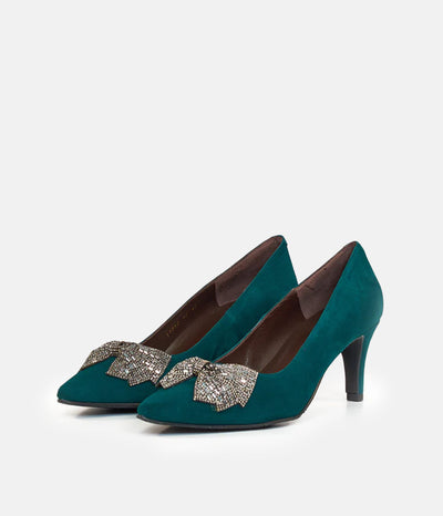 Brenda Zaro Glamorous Green Bow Heels