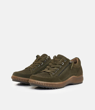 Tamaris Low Top Khaki Green Comfort Trainers