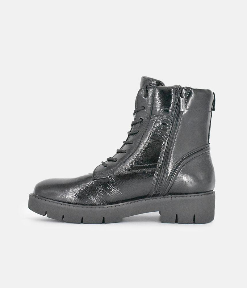 Tamaris Black Patent Chunky Ankle Boots