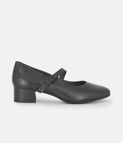 Tamaris Classic Black Mary Jane Low Block Heels