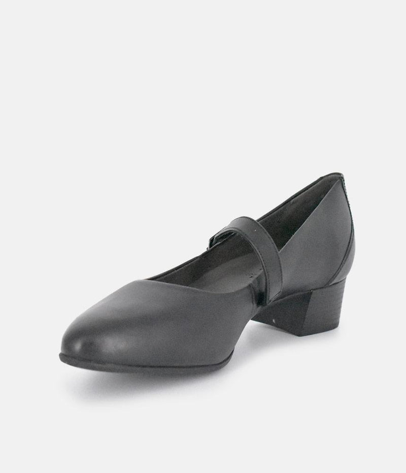 Tamaris Classic Black Mary Jane Low Block Heels