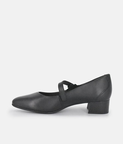 Tamaris Classic Black Mary Jane Low Block Heels