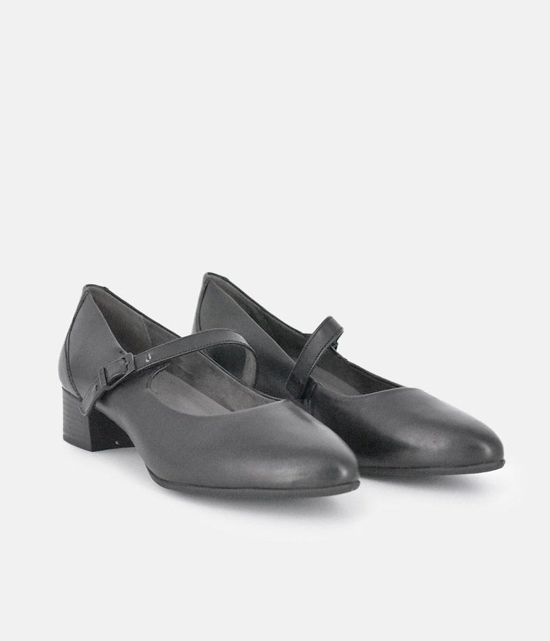 Tamaris Classic Black Mary Jane Low Block Heels