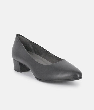 Tamaris Stylish Black Leather Block Heels