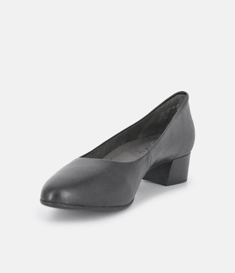 Tamaris Stylish Black Leather Block Heels