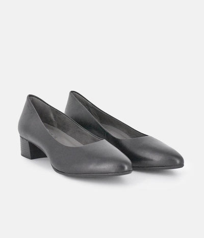 Tamaris Stylish Black Leather Block Heels