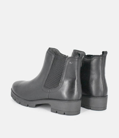 Tamaris Chelsea Style Black Leather Ankle Boots