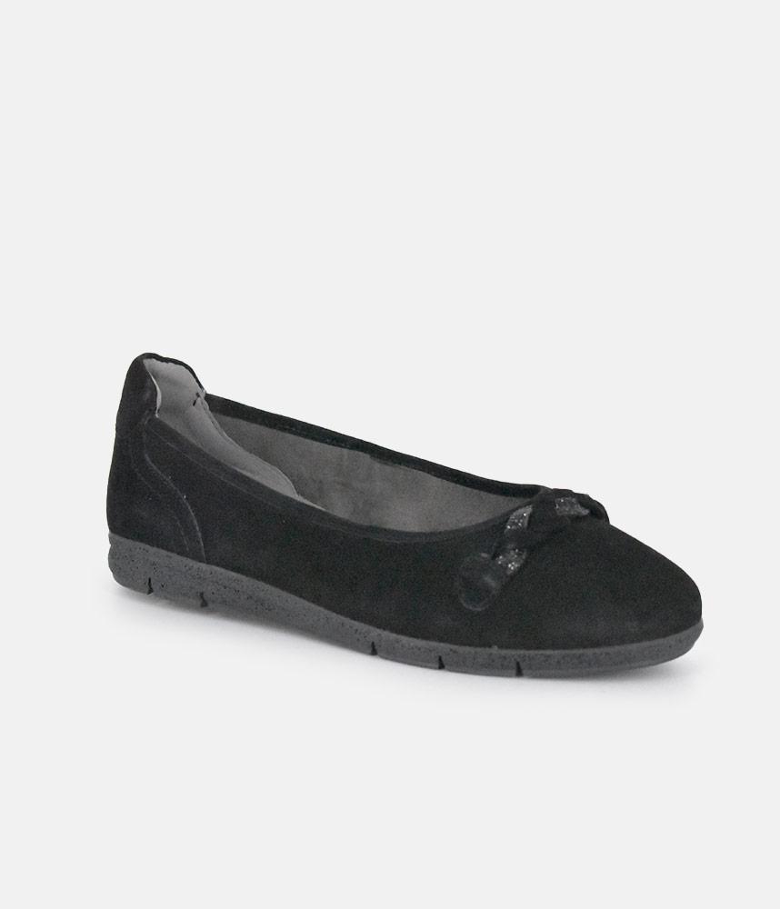 Tamaris Versatile Black Suede Round Toe Flats