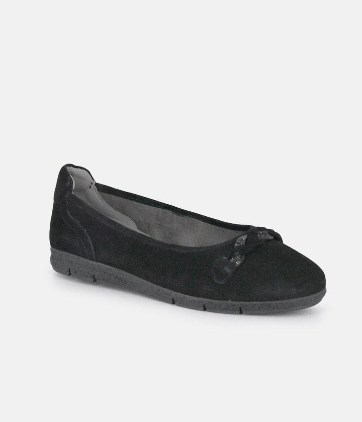 Tamaris Versatile Black Suede Round Toe Flats