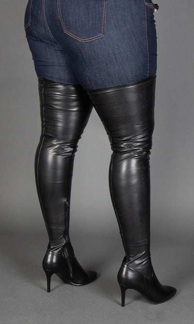 Thigh High Stretch Heel Boots - Regular Fit