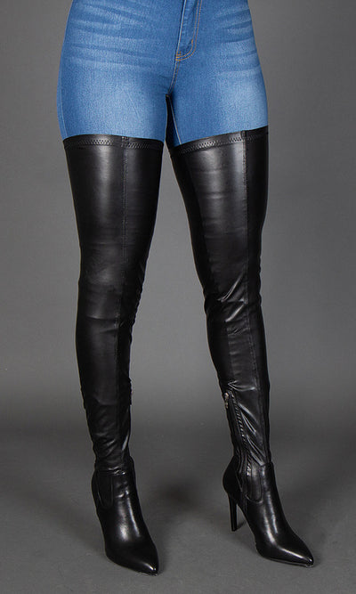 Thigh High Stretch Heel Boots - Regular Fit