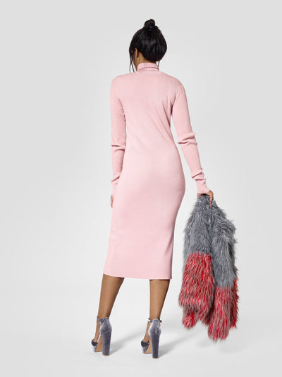Pink Tall Turtleneck Sweater Dress | Long Sweater Dress | Tall Size