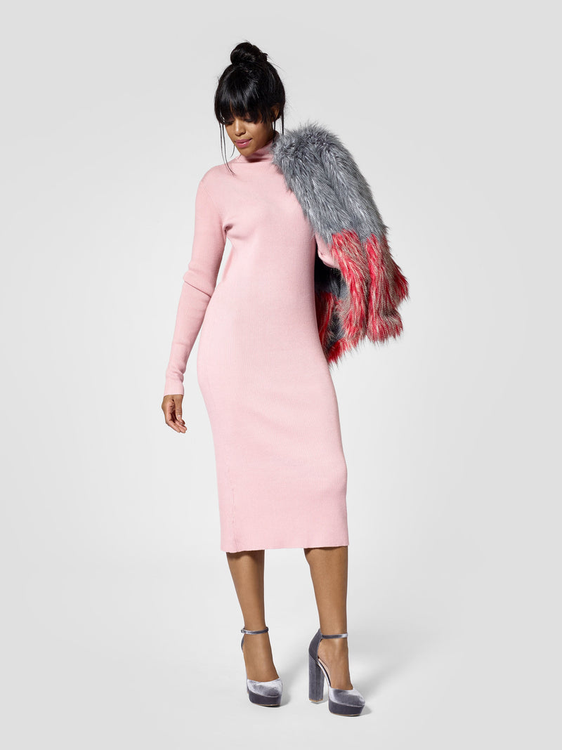 Pink Tall Turtleneck Sweater Dress | Long Sweater Dress | Tall Size