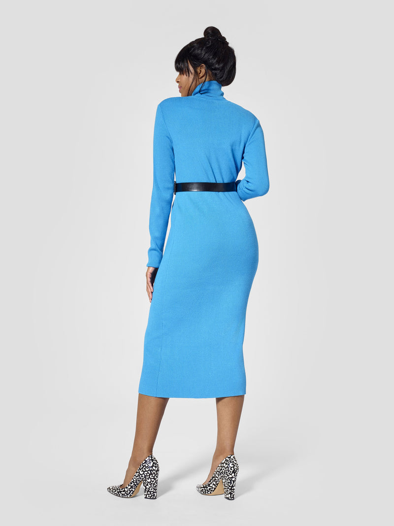 Blue Tall Turtleneck Sweater Dress | Long Sweater Dress | Tall Size