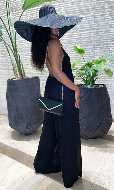 Vacation Vibes Oversized Beach Hat - Black