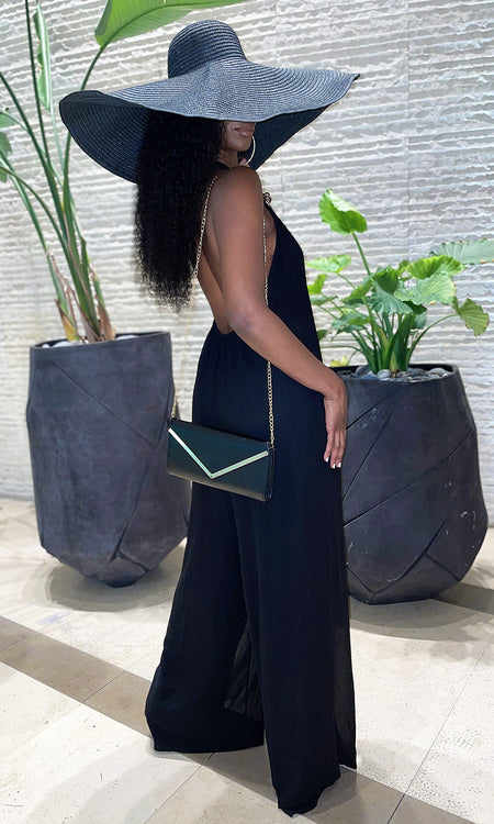 Vacation Vibes Oversized Beach Hat - Black