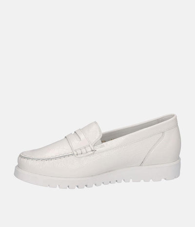 Trendy Off White Patent Wide Fitting Loafers