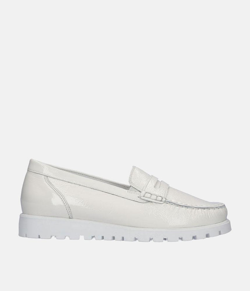 Trendy Off White Patent Wide Fitting Loafers