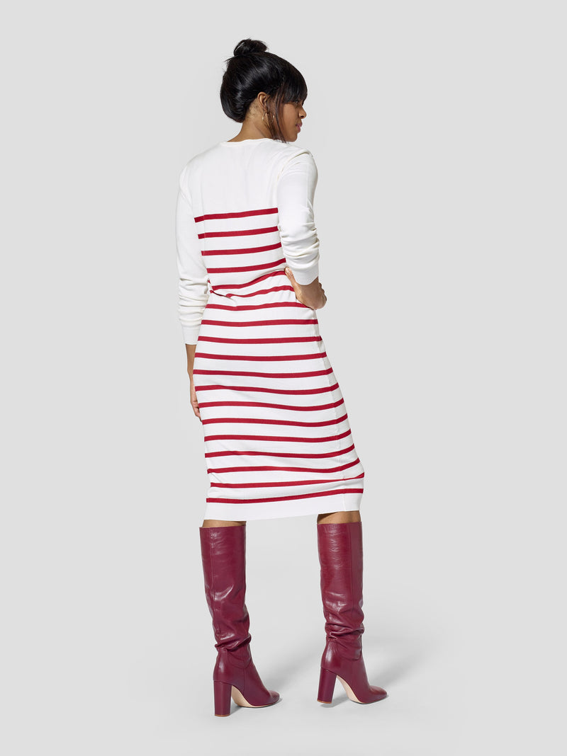 Striped V-Neck Tall Sweater Dress