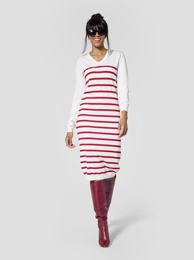 Striped V-Neck Tall Sweater Dress