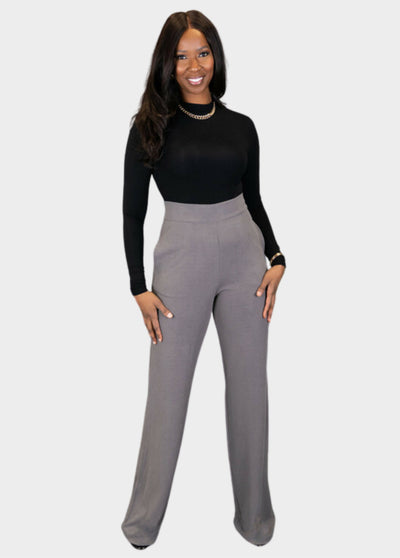 Paris Wide Leg Pants - Gray