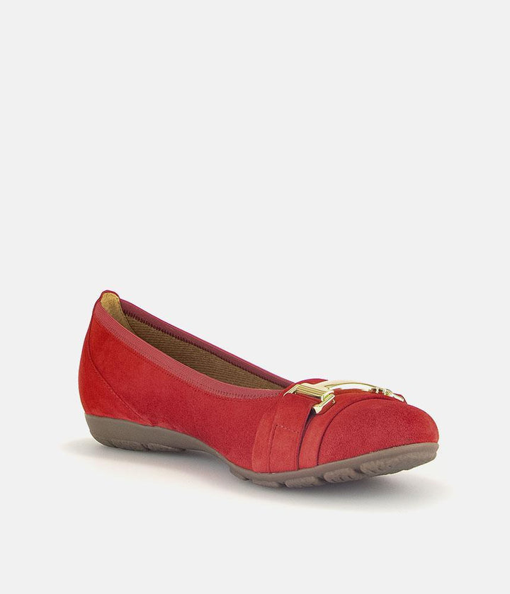 Gabor Stylish Red Suede Ballet Flats