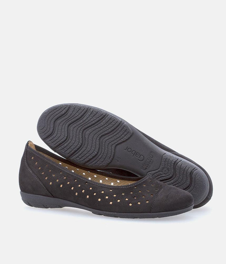 Gabor Versatile Black Laser Cut Ballerina