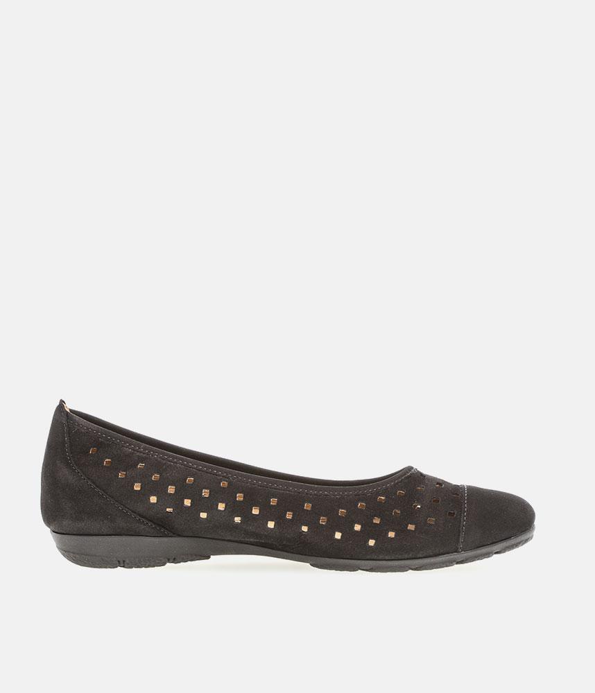Gabor Versatile Black Laser Cut Ballerina