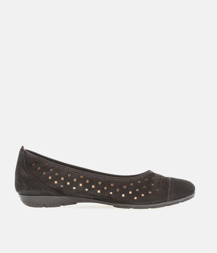 Gabor Versatile Black Laser Cut Ballerina