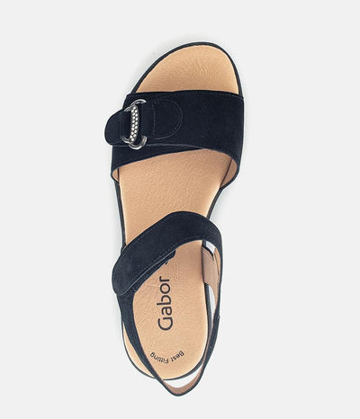 Gabor Plush Black Suede Wedge Sandals