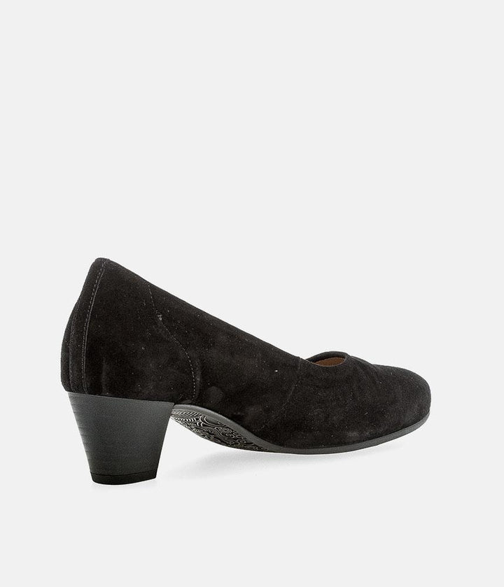 Gabor Dressy Black Suede Wide Fit Heels