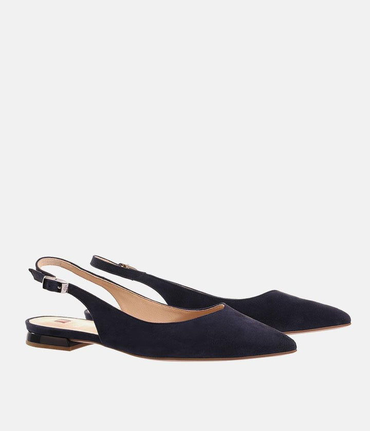 Hogl Stylish Navy Suede Slingbacks