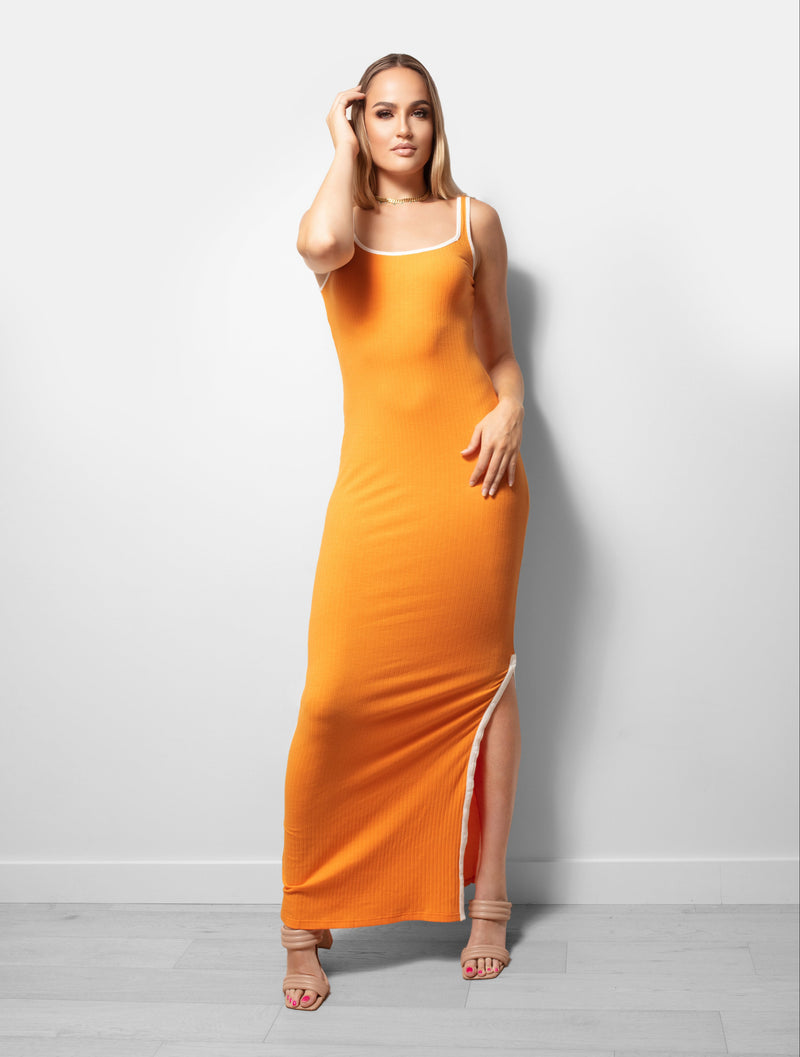 Tall Orange Ribbed Knit Maxi