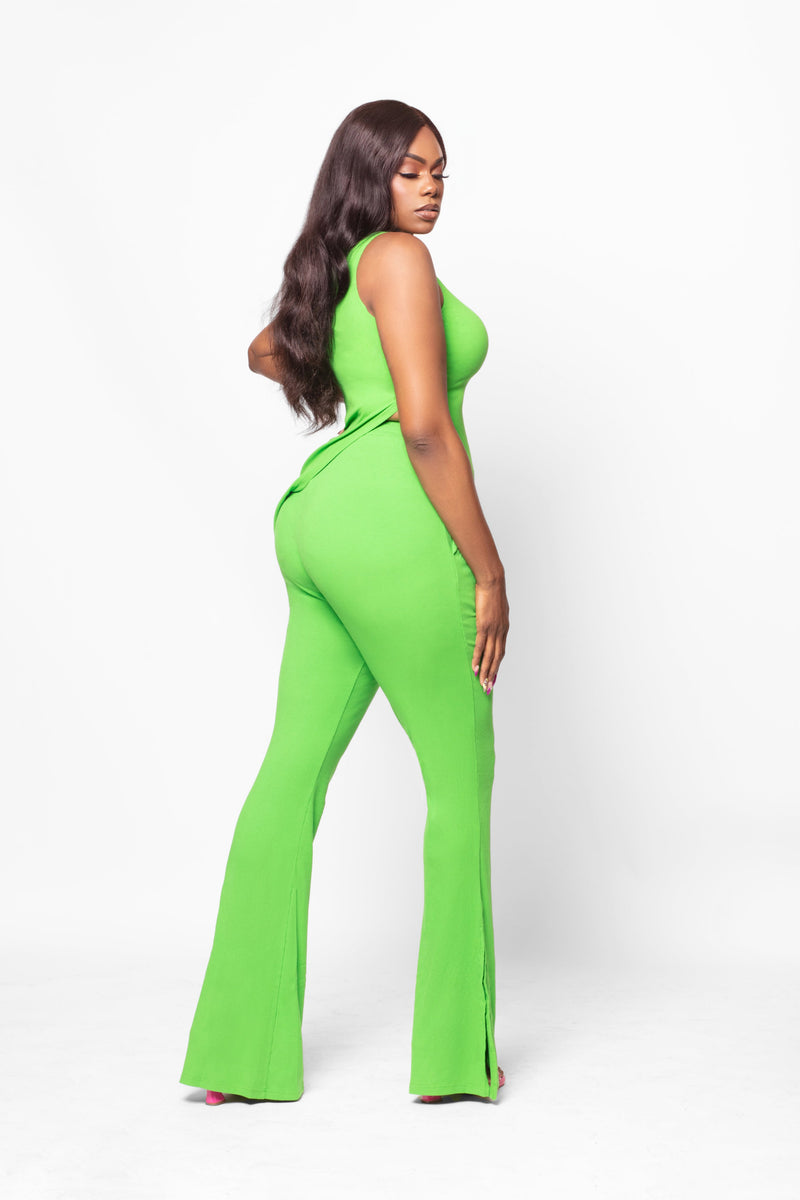 Green Tall Ribbed Knit Two-Piece Set