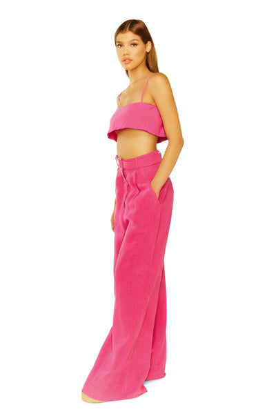 Beyond Belief Linen Wide Leg Pants in Pink