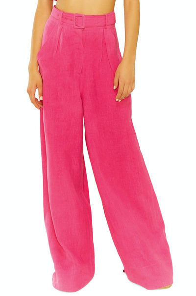 Beyond Belief Linen Wide Leg Pants in Pink