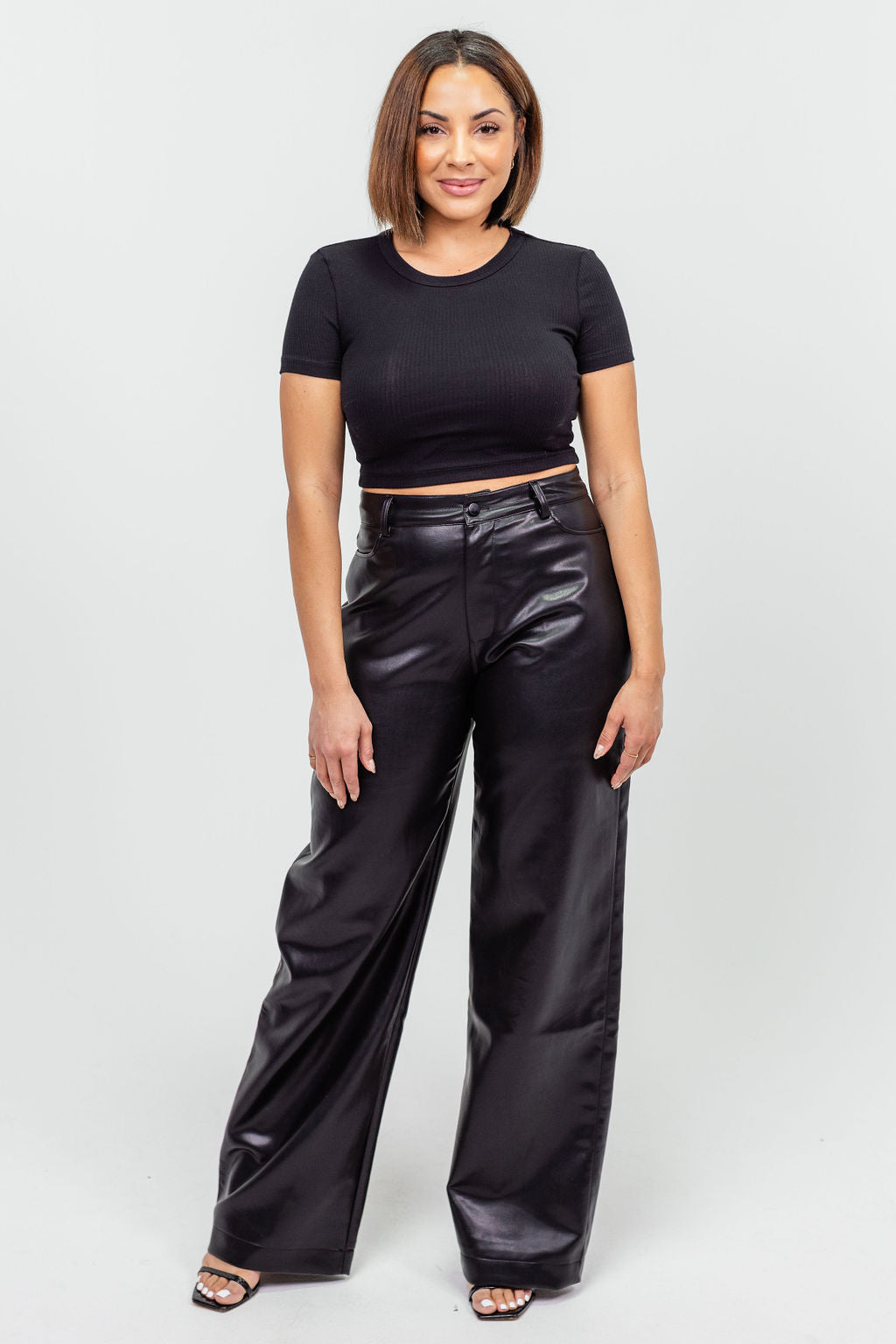 Nia Faux Leather Wide Leg Pants
