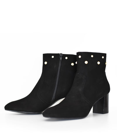 Gorgeous Black Suede Block Heel Ankle Boots