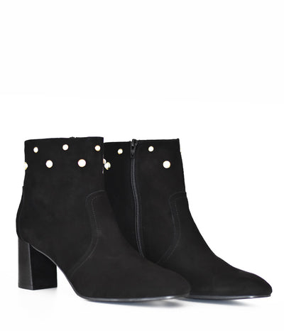 Gorgeous Black Suede Block Heel Ankle Boots