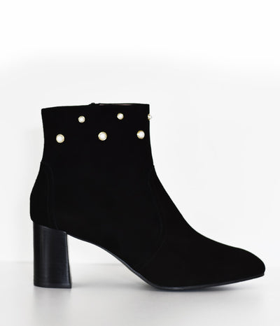 Gorgeous Black Suede Block Heel Ankle Boots