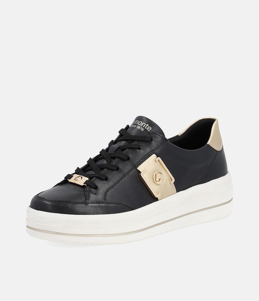 Reliable & Stunning Remonte Black/ Gold Trainers
